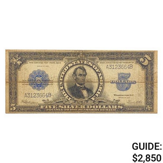 1923 $5 "PORTHOLE" SILVER CERTIFICATE NOTE VF