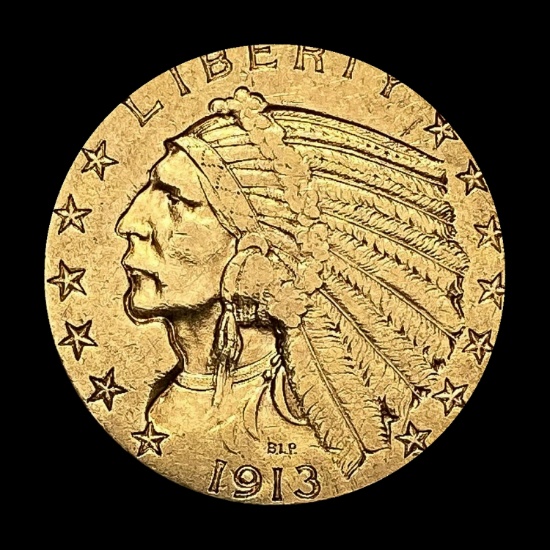 1913 Indian Head $5 Gold Half Eagle LIGHTLY CIRCULATED