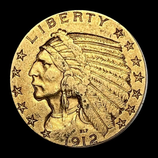 1912 Indian Head Half Eagle $5 Gold LIGHTLY CIRCULATED