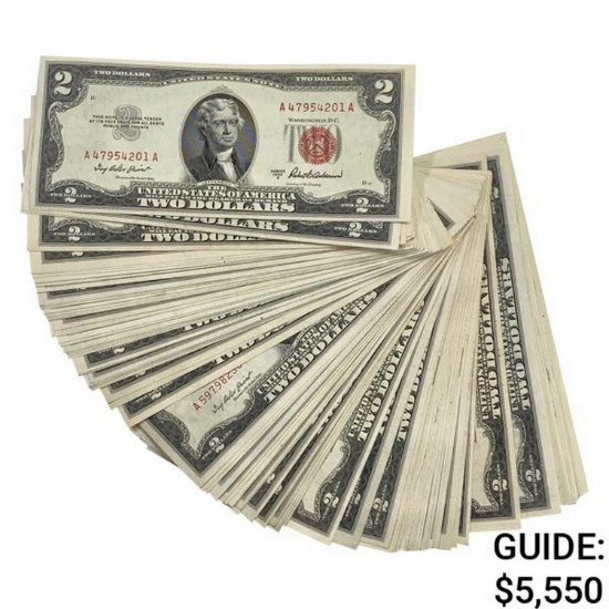 PACK OF (100) 1953 $2 LEGAL TENDER USN'S GEM UNC