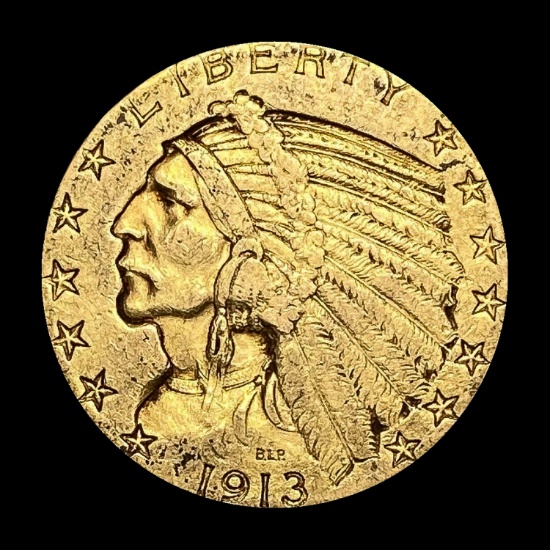 1913 Indian Head Gold Half Eagle $5 LIGHTLY CIRCULATED