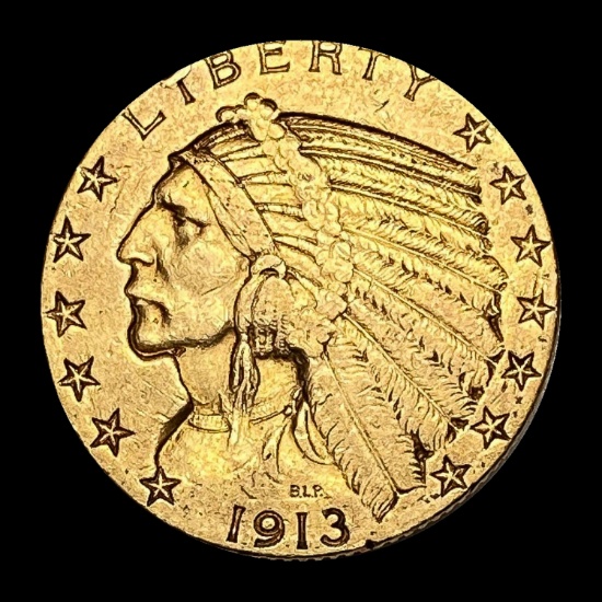 1913 Indian Head $5 Gold Half Eagle LIGHTLY CIRCULATED