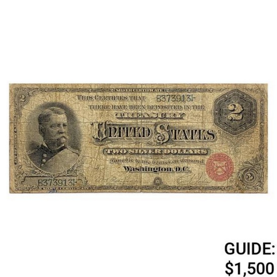 1886 $2 "HANCOCK" SILVER CERTIFICATE NOTE