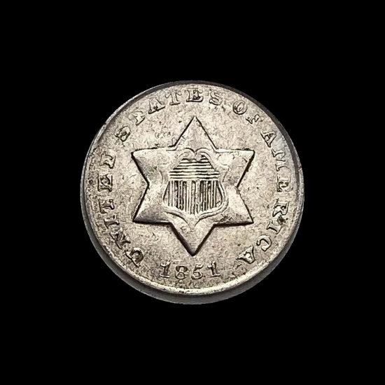 1851 Silver Three-Cent Piece CLOSELY UNCIRCULATED