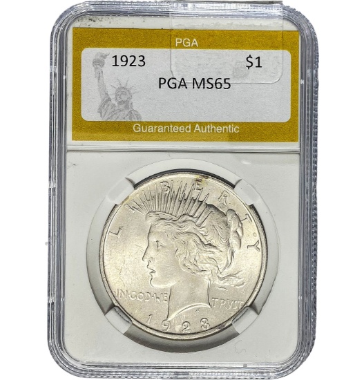 1923 Peace Dollar PGA MS65 SILVER
