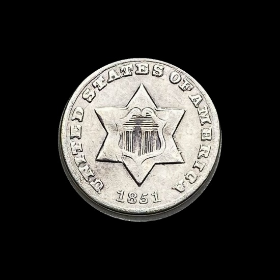 1851 Silver Three-Cent Piece CLOSELY UNCIRCULATED