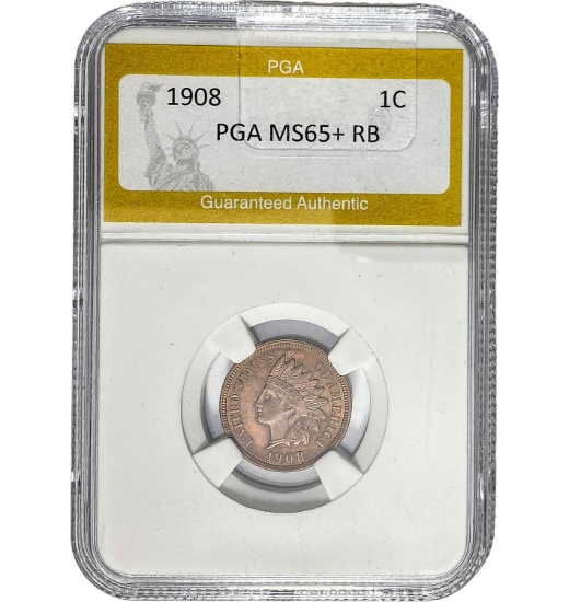 1908 1C Indian Head PGA MS65+ RB