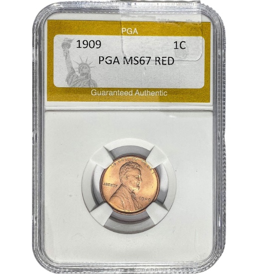1909 1C Lincoln Cent PGA MS67 RED