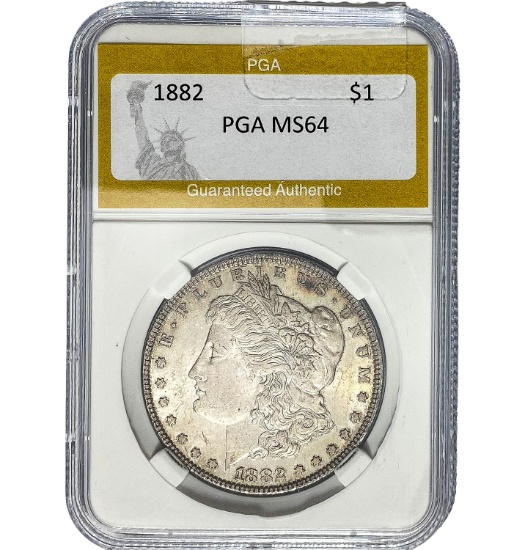 1882 Morgan Dollar PGA MS64 SILVER
