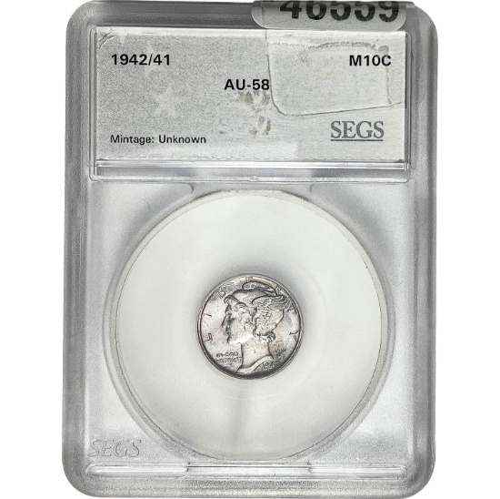 1942/41 Mercury Dime SEGS AU-58