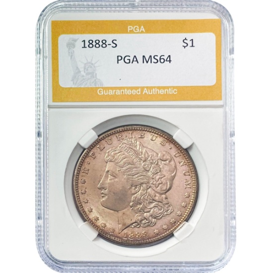 1888-S Morgan Silver Dollar PGA MS64