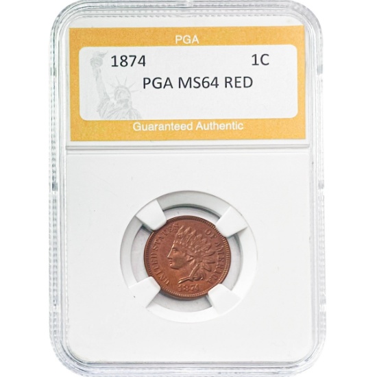 1874 Indian Head Cent PGA MS64