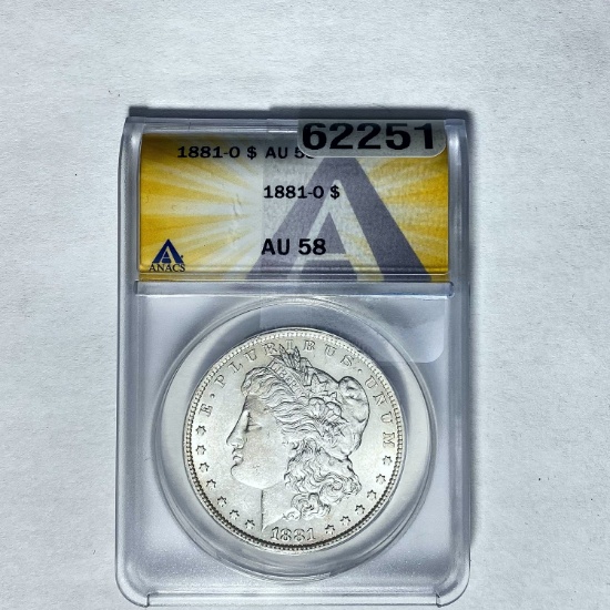 1881-O Morgan Dollar ANACS AU 58 SILVER