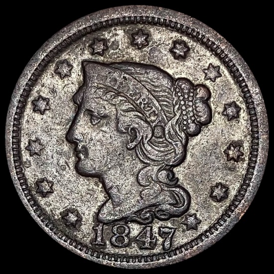 1847 Braided Hair Large Cent LIGHTLY CIRCULATED