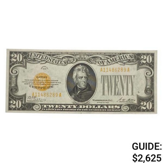 1928 $20 GOLD CERTIFICATE GEM UNCIRCULATED