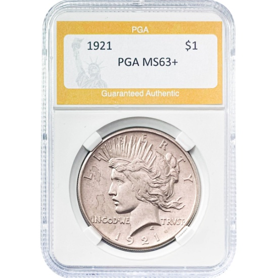 1921 Silver Peace Dollar PGA MS63+