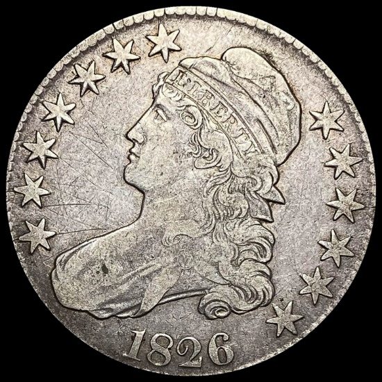 1826 Capped Bust Half Dollar LIGHTLY CIRCULATED