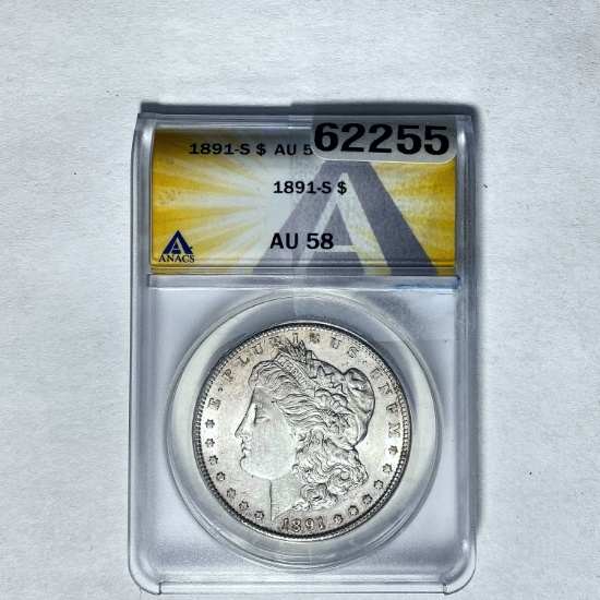 1891-S Morgan Dollar ANACS AU 58 SILVER