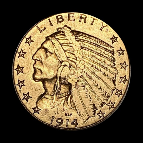 1914 Indian Head $5 Gold Half Eagle LIGHTLY CIRCULATED