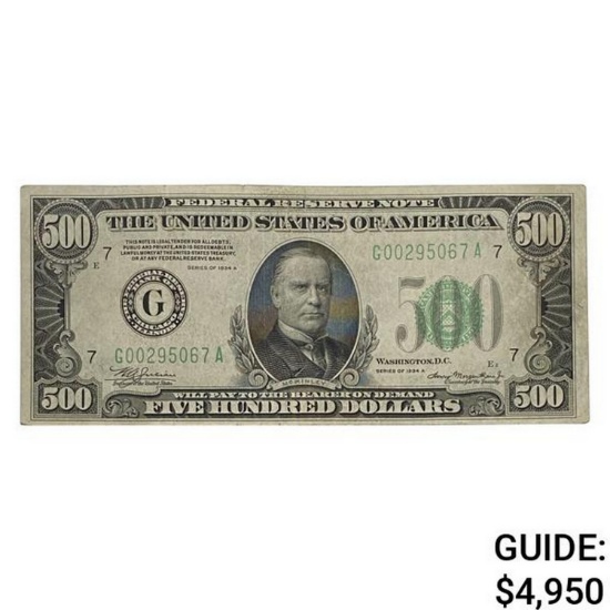 1934-A $500 FRN CHICAGO, IL EXTREMELY FINE