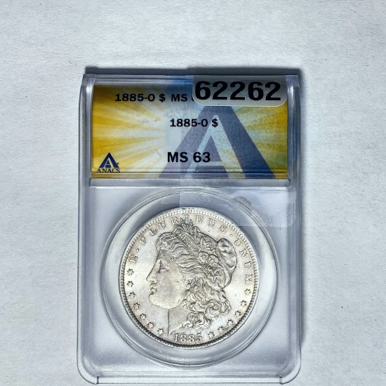 1885-O Morgan Dollar ANACS MS 63 SILVER