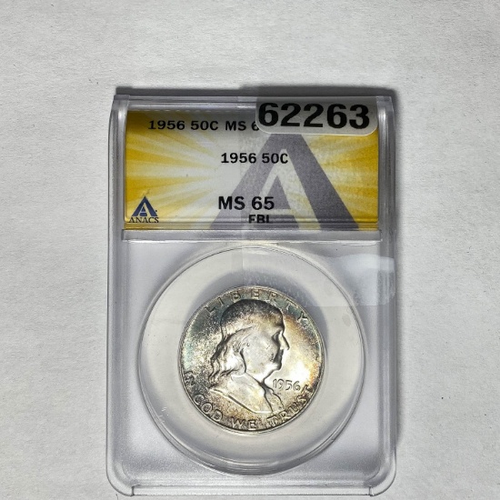 1956 Franklin Half Dollar ANACS MS 65 FBL