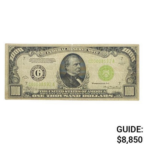 1934 $1,000 LGS FRN CHICAGO, IL VERY FINE
