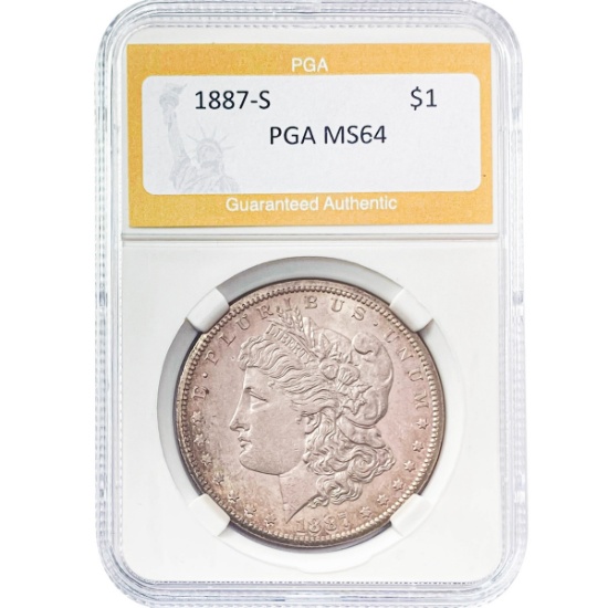 1887-S Morgan Silver Dollar PGA MS64