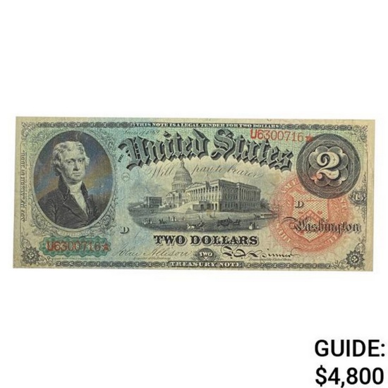 1869 $2 "RAINBOW" LEGAL TENDER USN VERY FINE+