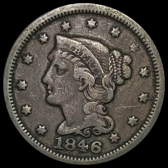 1846 Braided Hair Large Cent LIGHTLY CIRCULATED
