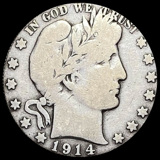 1914-S Silver Barber Half Dollar NICELY CIRCULATED