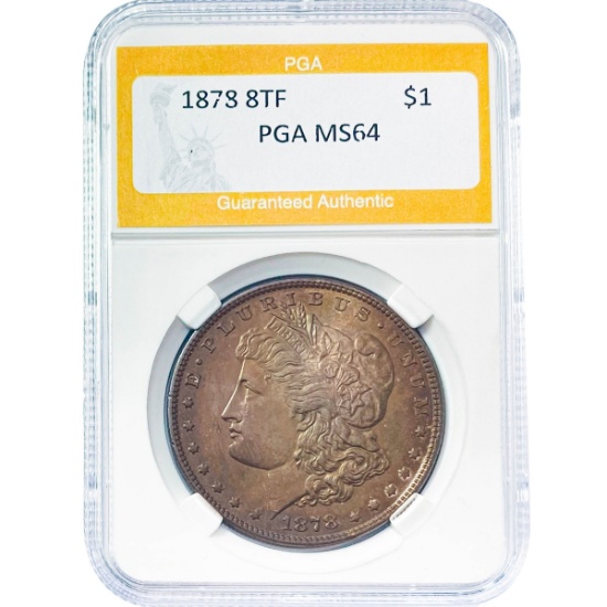 1878 8TF Morgan Silver Dollar PGA MS64