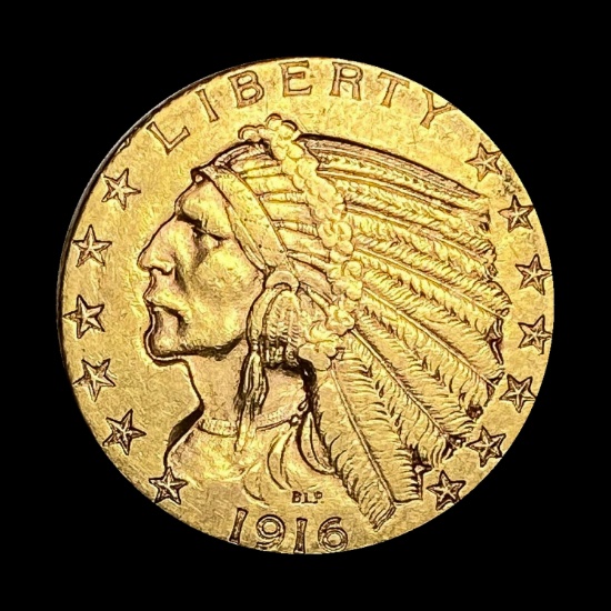 1916 Indian Head Half Eagle $5 Gold LIGHTLY CIRCULATED
