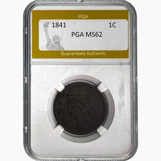 1841 Braided Hair Large Cent PGA MS62