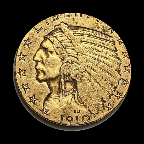 1910 Indian Head $5 Gold Half Eagle LIGHTLY CIRCULATED