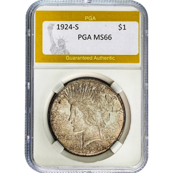 1924-S Silver Peace Dollar PGA MS66