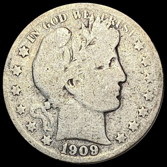 1909 Silver Barber Half Dollar NICELY CIRCULATED