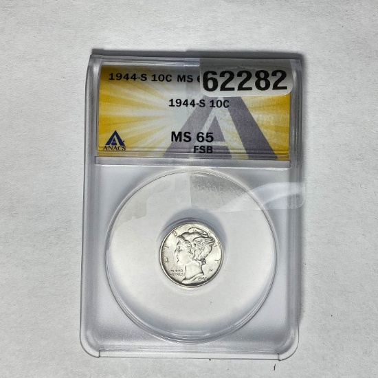 1944-S Mercury Dime ANACS MS 65 FSB