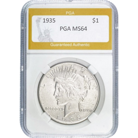 1935 Silver Peace Dollar PGA MS63+