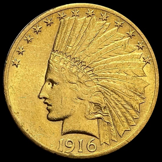 1916 Indian Head $10 Eagle Gold Coin NEARLY UNCIRCULATED