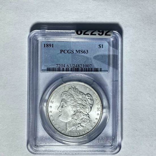 1891 Morgan Dollar PCGS MS63 SILVER