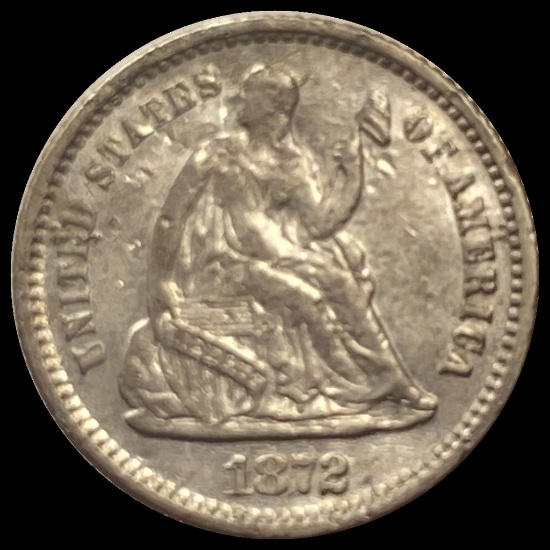 1872 Silver Seated Liberty Half Dime CLOSELY UNCIRCULATED