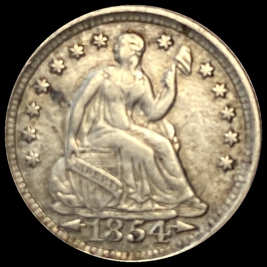 1854 Seated Liberty Half Dime [ARROWS] LIGHTLY CIRCULATED