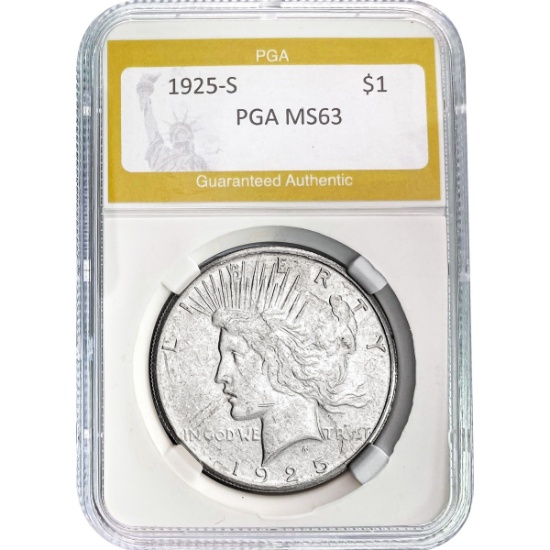 1925-S Silver Peace Dollar PGA MS63