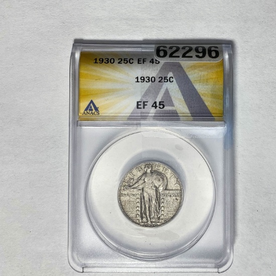 1930 25C Standing Liberty ANACS EF 45