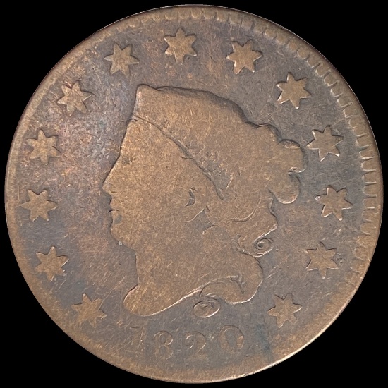 1820 Coronet Head Large Cent NICELY CIRCULATED