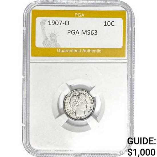 1907-O Barber Dime PGA PGA MS63
