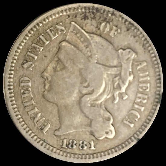 1881 Nickel Three-Cent Piece NICELY CIRCULATED