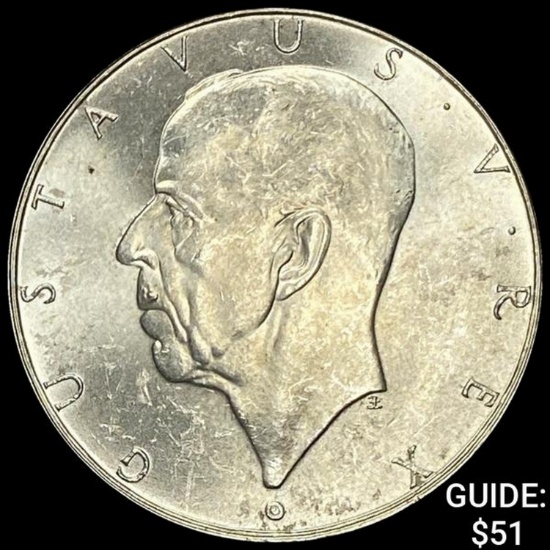 1938 Sweden Silver 2 Kroner UNCIRCULATED