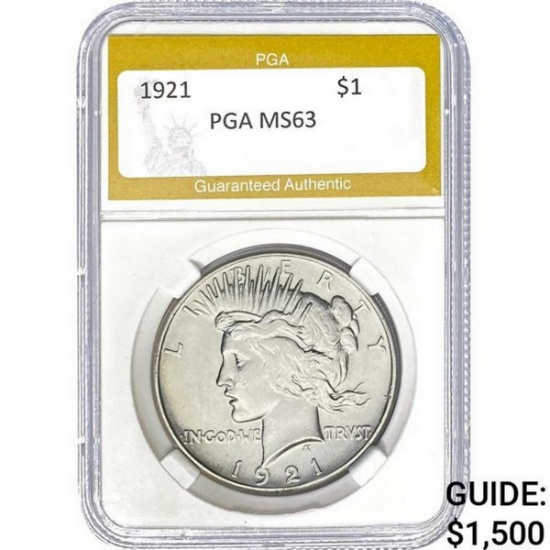 1921 Peace Dollar PGA PGA MS63